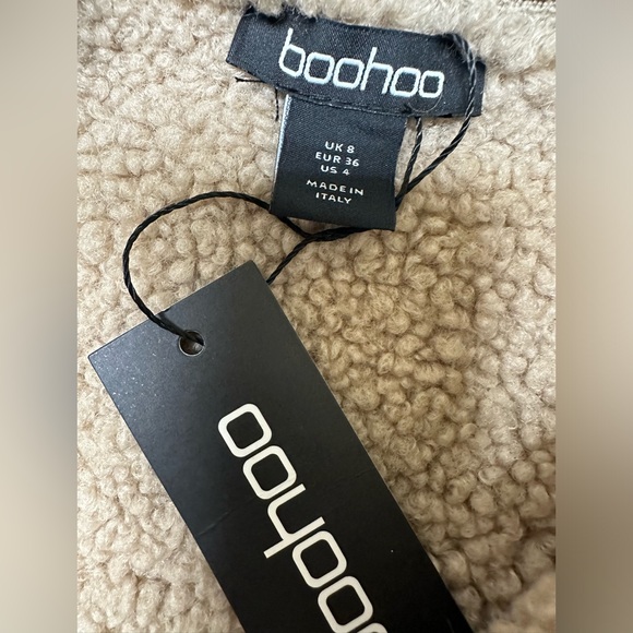 NWT; Boohoo SUEDETTE BORG TRIM AVIATOR JACKET🌟 - Picture 7 of 9